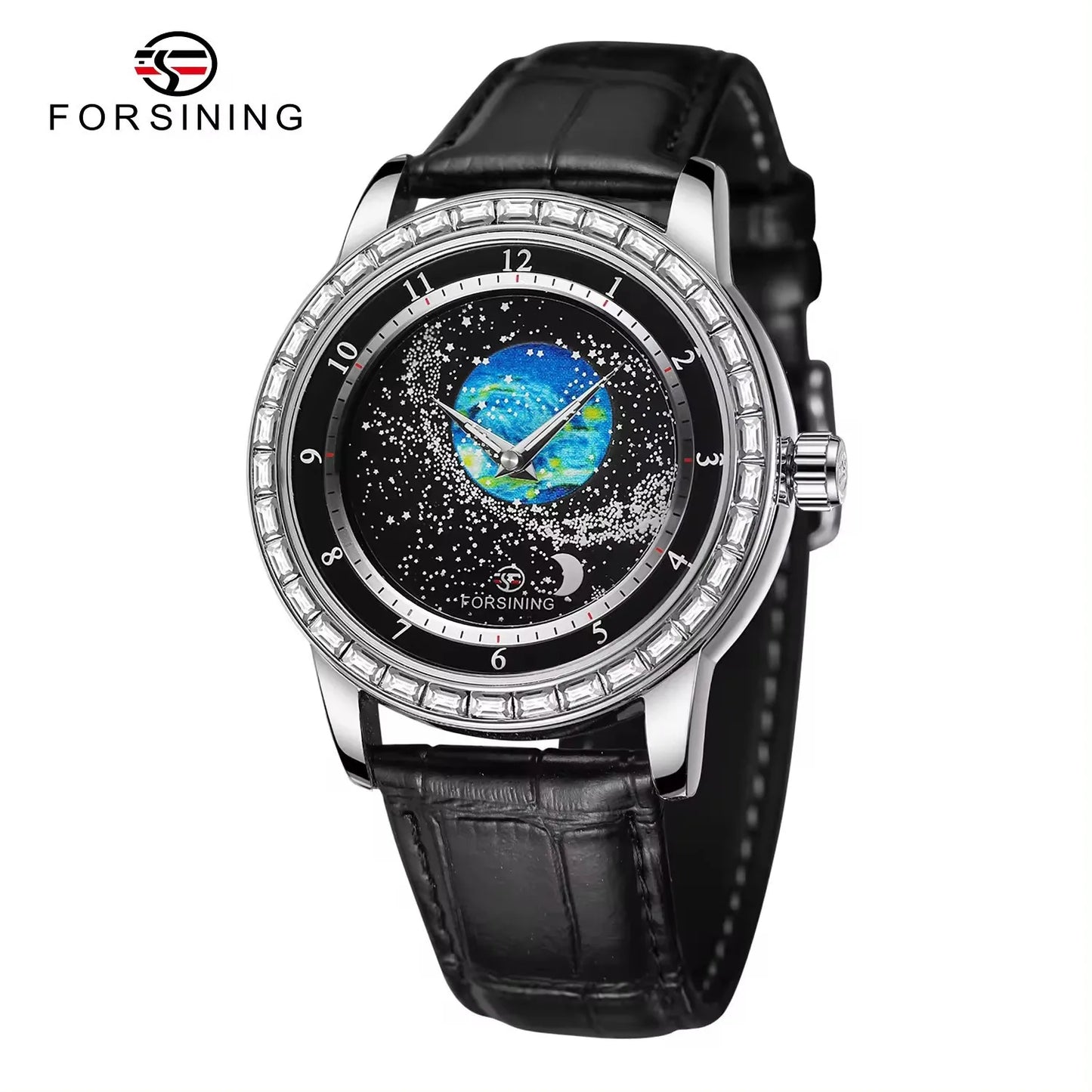 FORSINING (®) 8281 Automatic Men’s Watch Diamond Sky Moon Phase