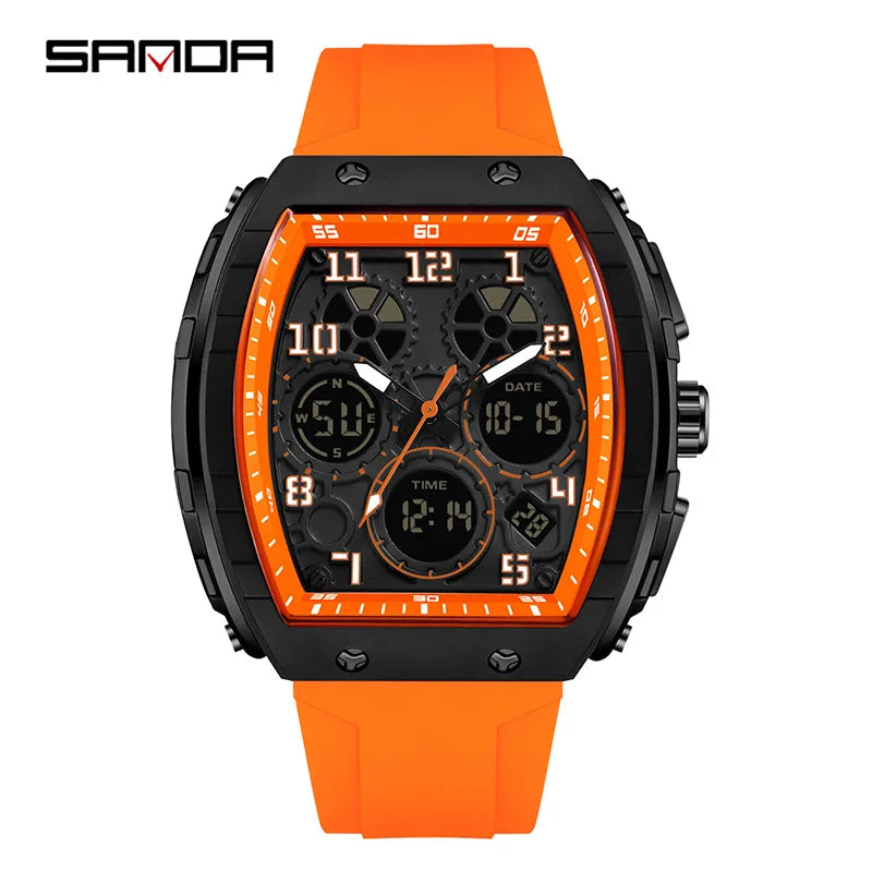 SANDA (®) 6157 Digital Men’s Watch – LED Display, Silicone Strap, 30M (3ATM) Water Resistant