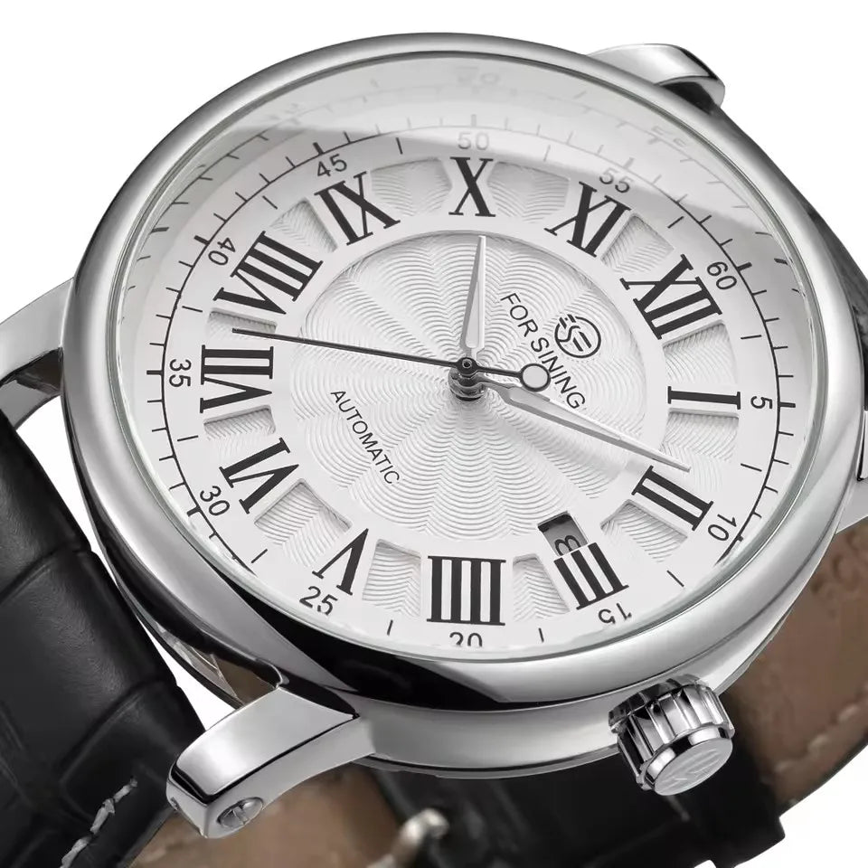 FORSINING (®) TM142 Automatic Men’s Watch – Rose Gold Case, Leather Strap