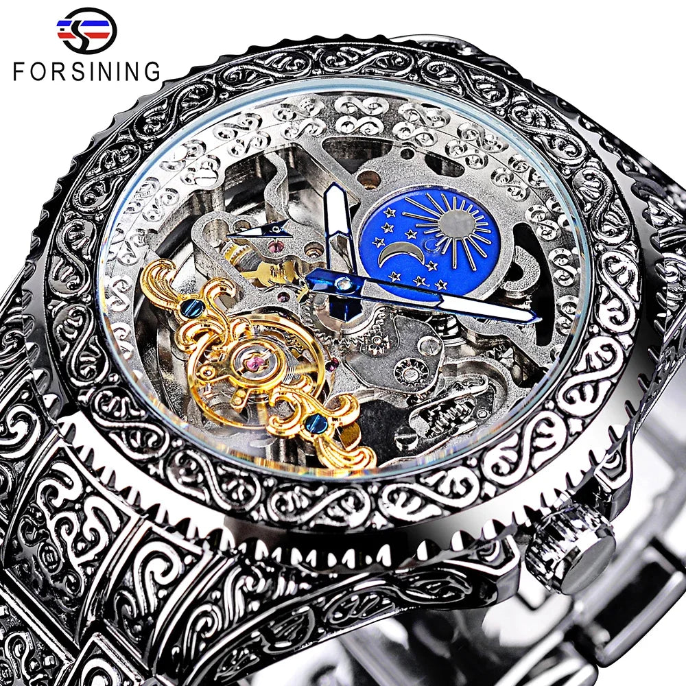 FORSINING (®) SLZe236 Automatic Skeleton Men’s Watch – Open Dial Design