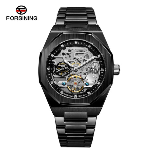 FORSINING (®) XT0008 Automatic Skeleton Watch – Stainless Steel, Luminous, 30M (3ATM) Water Resistant