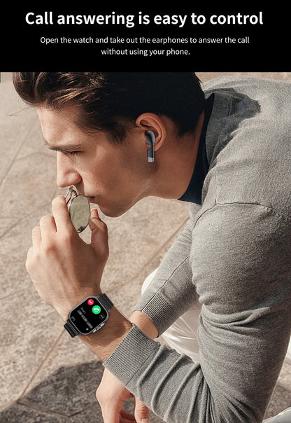 D-8 Smartwatch with Earbuds – 2.01” TFT Display, Magnetic Charging,, 30M (3ATM) Water Resistant