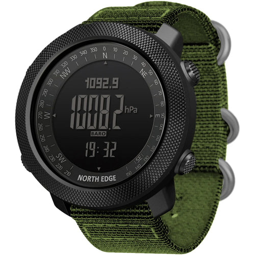 NORTH EDGE (®) APACHE Digital Outdoor Watch – Altimeter, Barometer, Compass, 30M (3ATM) Water Resistant