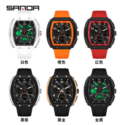 SANDA (®) 6157 Digital Men’s Watch – LED Display, Silicone Strap, 30M (3ATM) Water Resistant