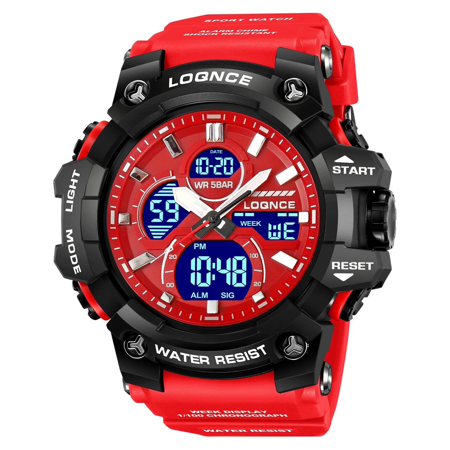LOQNCE (®) LQ98007 Digital Quartz Men’s Watch – LED Display, Sport Design, , 30M (3ATM) Water Resistant