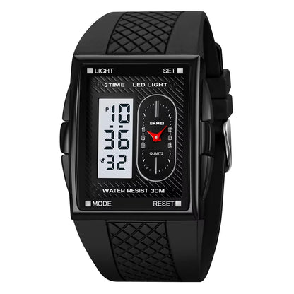 SKMEI (®) 2213 Digital Men’s Watch – Square Dial, Dual Display LED, , 30M (3ATM) Water Resistant