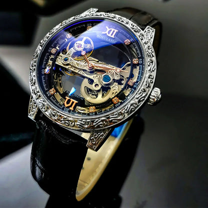 AOKULASIC (®) 3202 Automatic Mechanical Men’s Watch – Leather Strap 30M (3ATM) Water Resistant