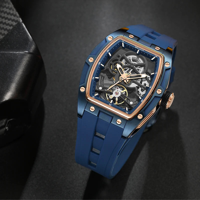 MEGIR  (®) 2242G Automatic Skeleton Watch – Stainless Steel, Luminous, 30M (3ATM) Water Resistant