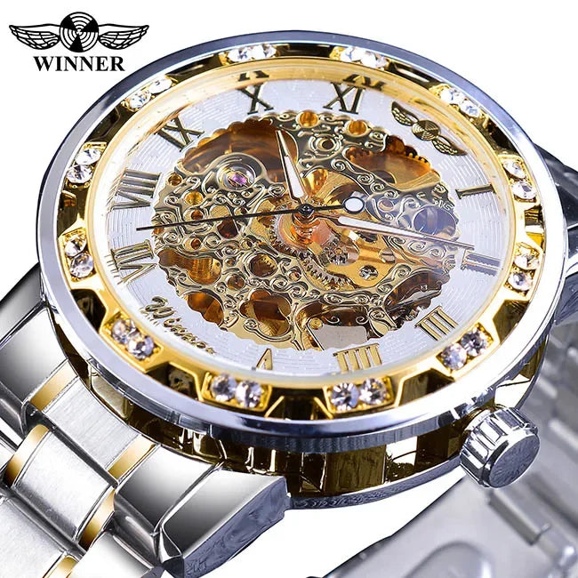 WINNER (®) WT0004 Automatic Skeleton Watch – Stainless Steel, Luminous, 30M (3ATM) Water Resistant