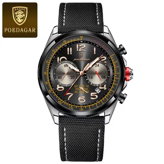 POEDAGAR (®) 862 Quartz Chronograph Men’s Watch – Luminous Dial, Date