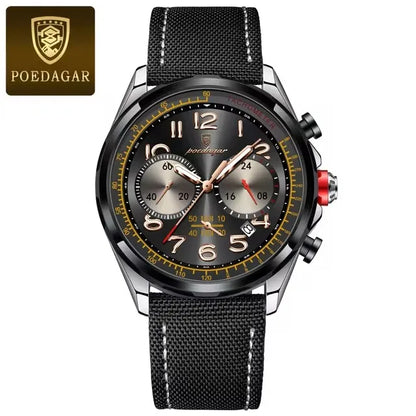 POEDAGAR (®) 862 Quartz Chronograph Men’s Watch – Luminous Dial, Date