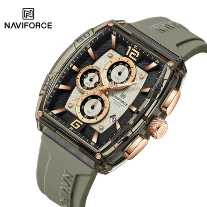 Naviforce (®) 6101 NF6101 Men’s Quartz Chronograph Watch – Sport Silicone Strap 50M (5ATM) Water Resistant