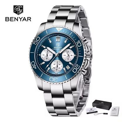 BENYAR (®) S002 Men’s Quartz Chronograph Watch – Sport Silicone Strap 30M (3ATM) Water Resistant