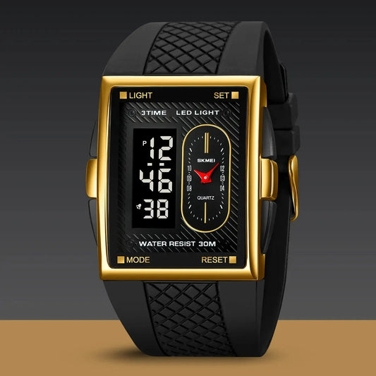 SKMEI (®) 2213 Digital Men’s Watch – Square Dial, Dual Display LED, , 30M (3ATM) Water Resistant
