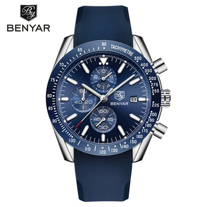 BENYAR (®) 5140 Men’s Quartz Chronograph Watch – Sport Silicone Strap 30M (3ATM) Water Resistant