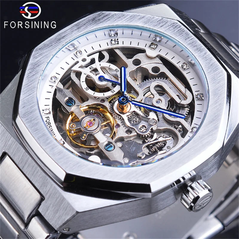 FORSINING (®) Automatic Skeleton Watch – Stainless Steel, Luminous, 30M (3ATM) Water Resistant