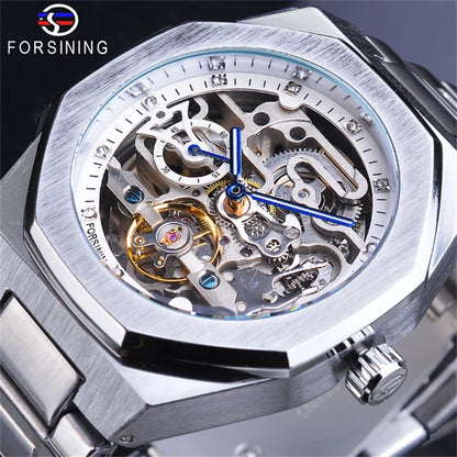 FORSINING (®) Automatic Skeleton Watch – Stainless Steel, Luminous, 30M (3ATM) Water Resistant