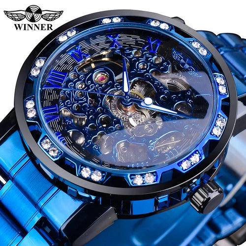 WINNER (®) WT0004 Automatic Skeleton Watch – Stainless Steel, Luminous, 30M (3ATM) Water Resistant