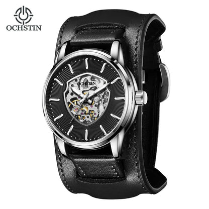 OCHSTIN (®) 7010C Automatic Skeleton Men’s Watch – Unique Dial, Leather Strap 30M (3ATM) Water Resistant