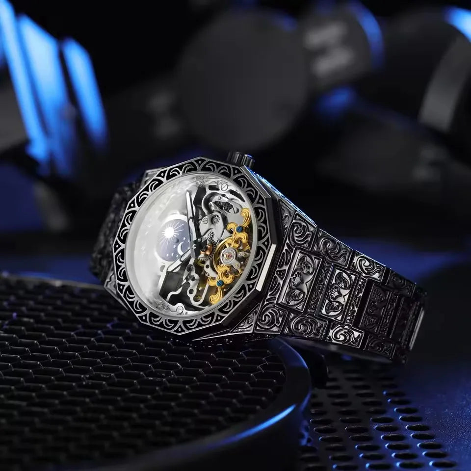 FORSINING (®) 8299 Automatic Mechanical Men’s Watch – Oval Case, Open Dial