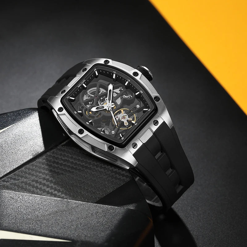 MEGIR  (®) 2242G Automatic Skeleton Watch – Stainless Steel, Luminous, 30M (3ATM) Water Resistant