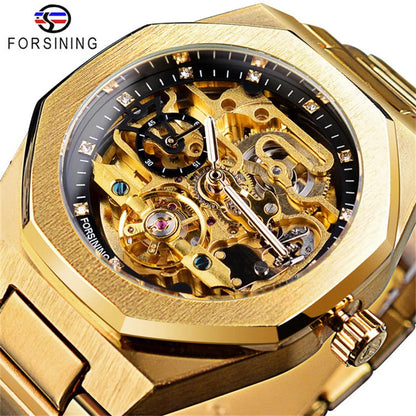 FORSINING (®) Automatic Skeleton Watch – Stainless Steel, Luminous, 30M (3ATM) Water Resistant