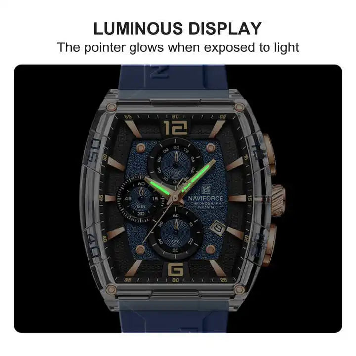 Naviforce (®) 6101 NF6101 Men’s Quartz Chronograph Watch – Sport Silicone Strap 50M (5ATM) Water Resistant