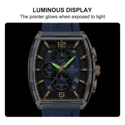 Naviforce (®) 6101 NF6101 Men’s Quartz Chronograph Watch – Sport Silicone Strap 50M (5ATM) Water Resistant