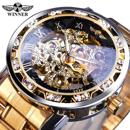 WINNER (®) WT0004 Automatic Skeleton Watch – Stainless Steel, Luminous, 30M (3ATM) Water Resistant