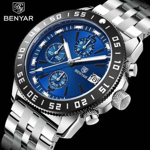 BENYAR (®) BY-5198  Men’s Quartz Chronograph Watch – Japan VD53 Movement 30M (3ATM) Water Resistant