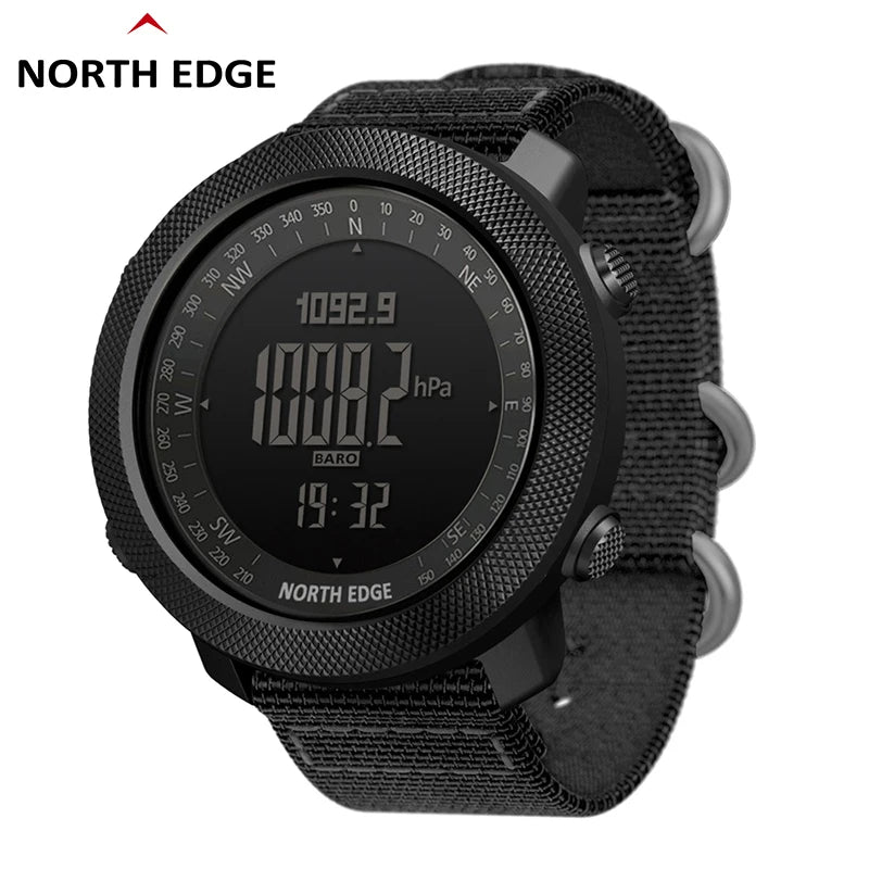 NORTH EDGE (®) APACHE Digital Outdoor Watch – Altimeter, Barometer, Compass, 30M (3ATM) Water Resistant