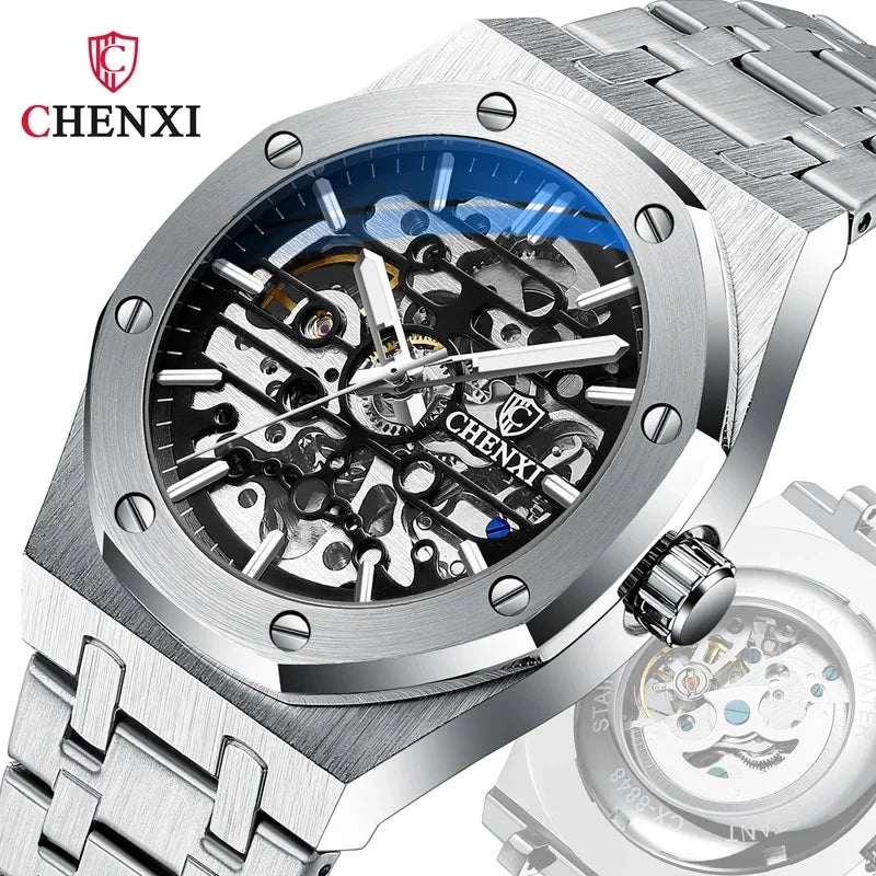 CHENXI (®) 8848 Automatic Skeleton Men’s Watch  50M (5ATM) Water Resistant