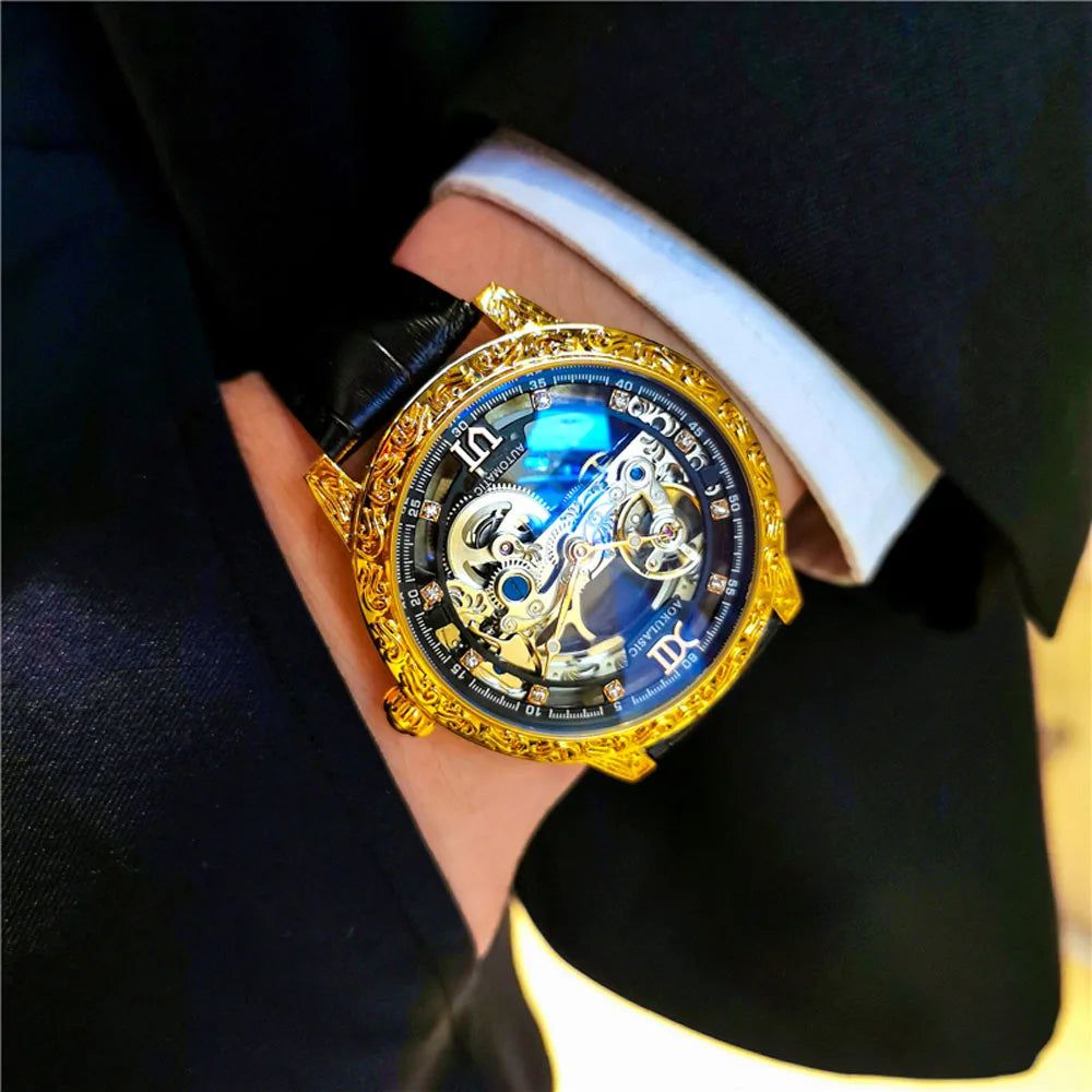 AOKULASIC (®) 3202 Automatic Mechanical Men’s Watch – Leather Strap 30M (3ATM) Water Resistant