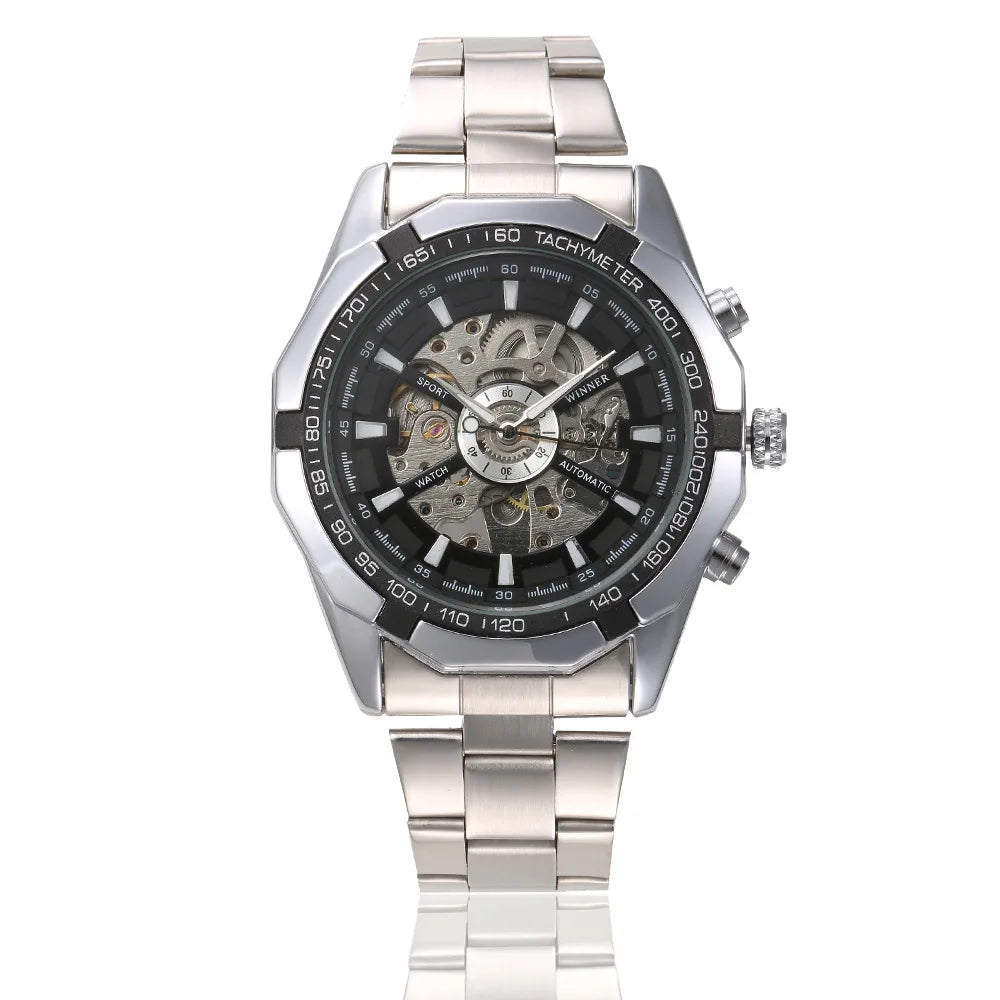 WINNER (®) WT0003 Automatic Skeleton Watch – Stainless Steel, Luminous, 30M (3ATM) Water Resistant