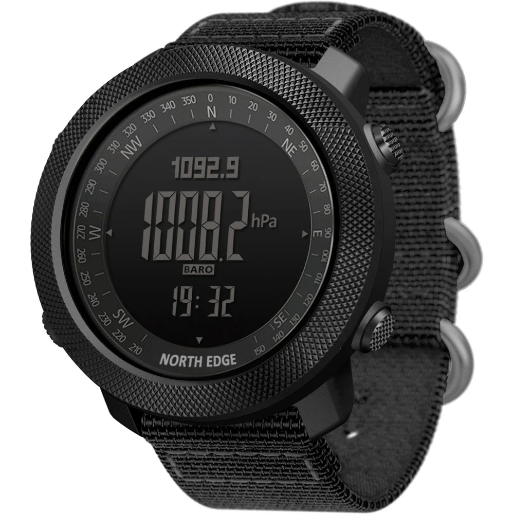 NORTH EDGE (®) APACHE Digital Outdoor Watch – Altimeter, Barometer, Compass, 30M (3ATM) Water Resistant