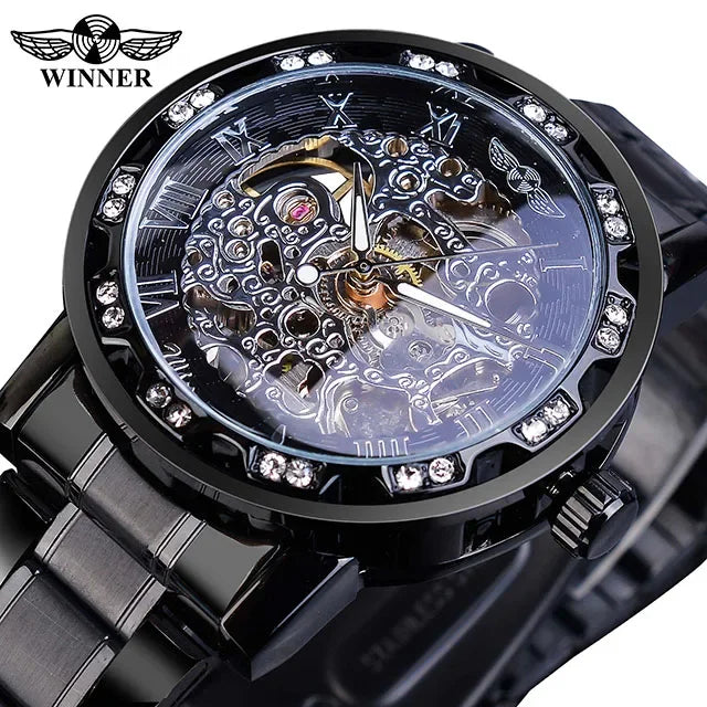 WINNER (®) WT0004 Automatic Skeleton Watch – Stainless Steel, Luminous, 30M (3ATM) Water Resistant