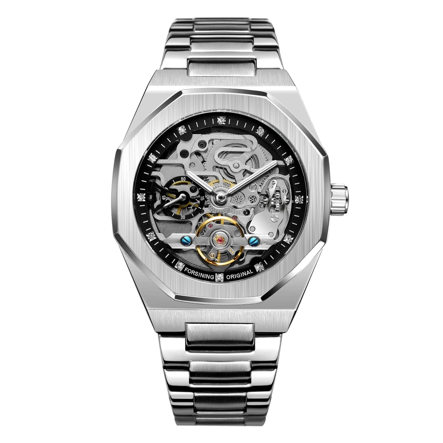 FORSINING (®) Automatic Skeleton Watch – Stainless Steel, Luminous, 30M (3ATM) Water Resistant