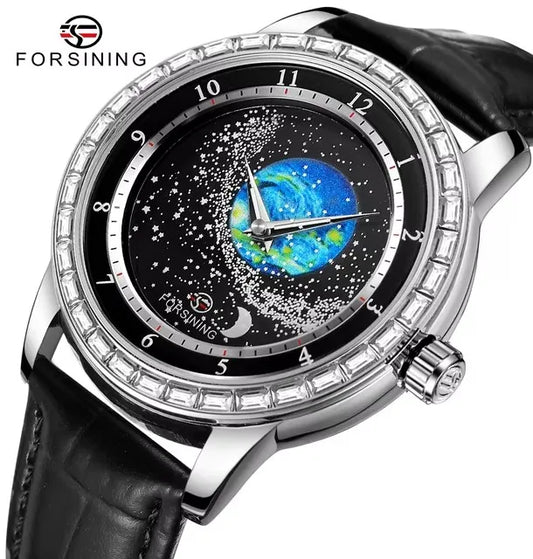 FORSINING (®) 8281 Automatic Men’s Watch Diamond Sky Moon Phase