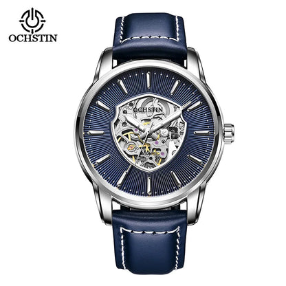 OCHSTIN (®) 7010C Automatic Skeleton Men’s Watch – Unique Dial, Leather Strap 30M (3ATM) Water Resistant