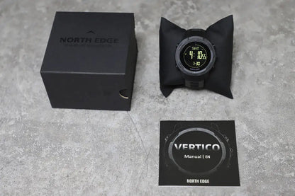 NORTH EDGE (®) VERTICO Digital Outdoor Watch – Compass, Carbon Fiber Case, 30M (3ATM) Water Resistant
