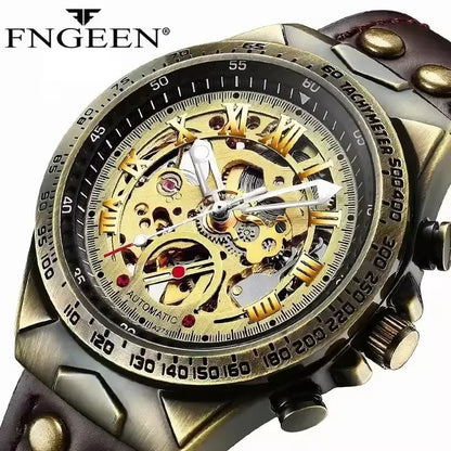 FNGEEN  (®) A275 Automatic Skeleton Watch – Stainless Steel, Luminous, 30M (3ATM) Water Resistant