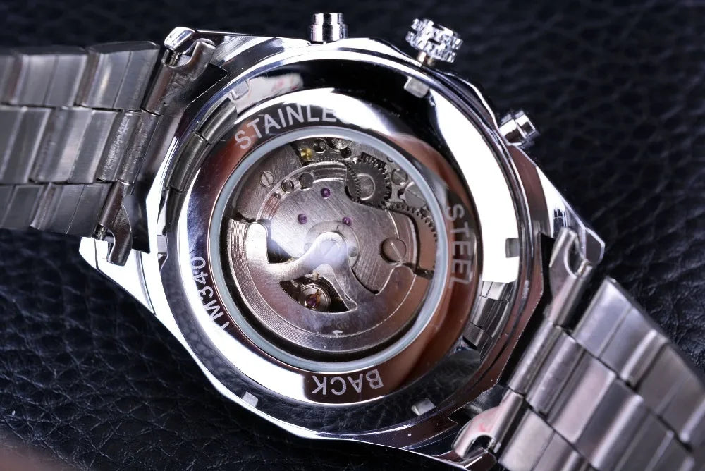 WINNER (®) WT0003 Automatic Skeleton Watch – Stainless Steel, Luminous, 30M (3ATM) Water Resistant