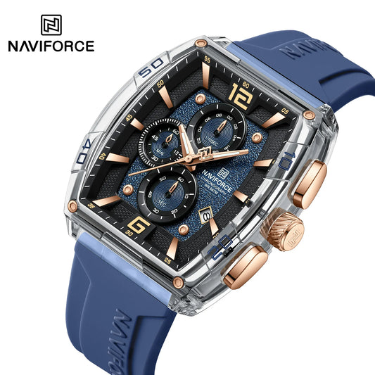 Naviforce (®) 6101 NF6101 Men’s Quartz Chronograph Watch – Sport Silicone Strap 50M (5ATM) Water Resistant
