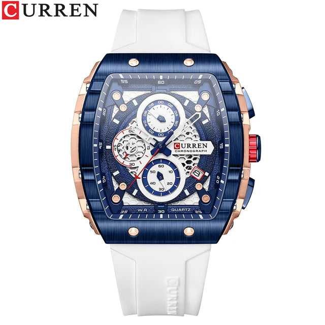 CURREN (®)  8442 Quartz Men’s Watch – Tonneau Dial, Date Display, 30M (3ATM) Water Resistant