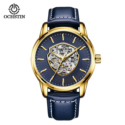 OCHSTIN (®) 7010C Automatic Skeleton Men’s Watch – Unique Dial, Leather Strap 30M (3ATM) Water Resistant