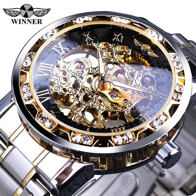 WINNER (®) WT0004 Automatic Skeleton Watch – Stainless Steel, Luminous, 30M (3ATM) Water Resistant