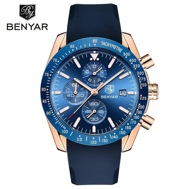 BENYAR (®) 5140 Men’s Quartz Chronograph Watch – Sport Silicone Strap 30M (3ATM) Water Resistant