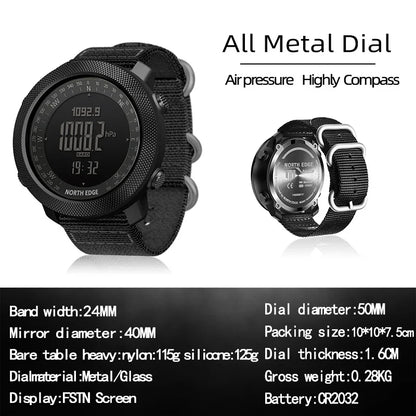 NORTH EDGE (®) APACHE Digital Outdoor Watch – Altimeter, Barometer, Compass, 30M (3ATM) Water Resistant