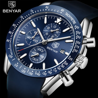 BENYAR (®) 5140 Men’s Quartz Chronograph Watch – Sport Silicone Strap 30M (3ATM) Water Resistant