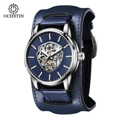 OCHSTIN (®) 7010C Automatic Skeleton Men’s Watch – Unique Dial, Leather Strap 30M (3ATM) Water Resistant